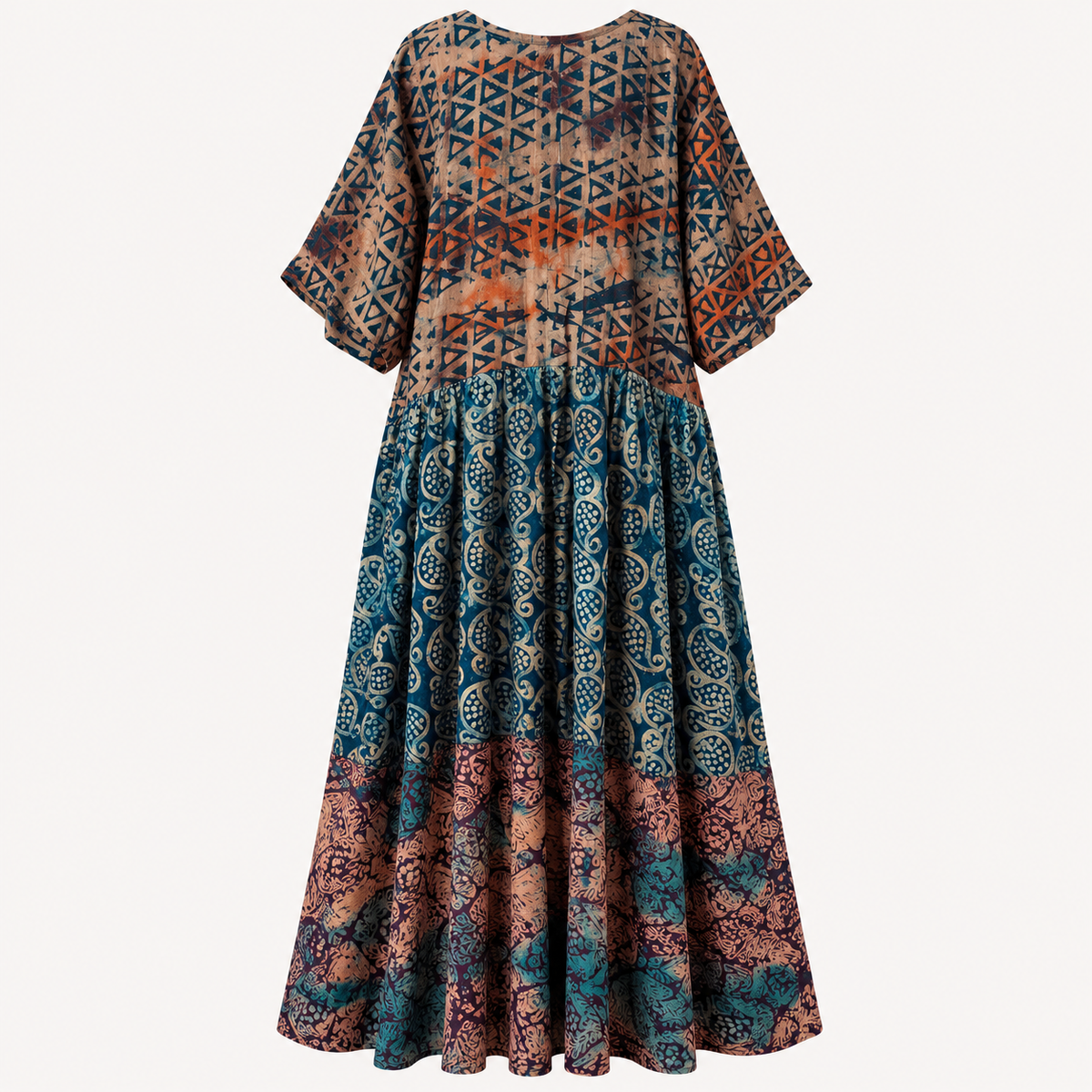 Afriswish Rare-Find Plus-Size Mixed-Print Maxi Dress