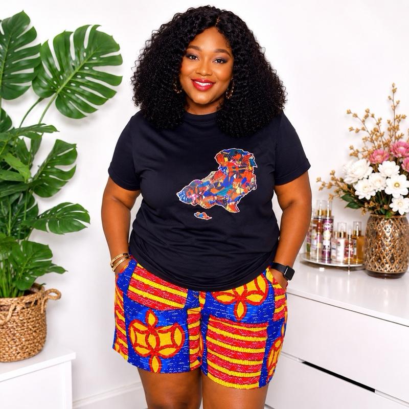 Afriswish Africa Print Shorts Set | Plus Size UK 16–20 | Casual Summer Outfit Breathable Fabric Soft