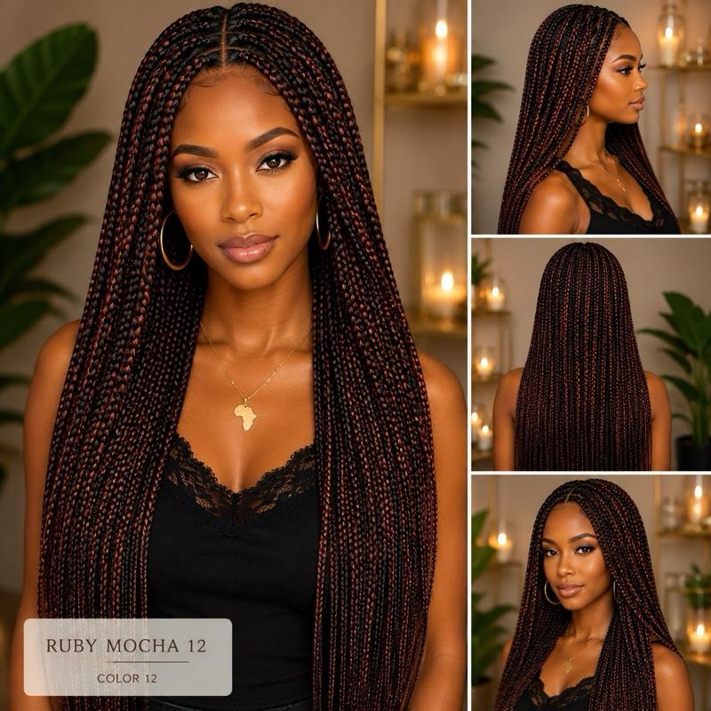 Hand Braided Frontal Wig | Long Ready-to-Wear Braided Wig for Women UK Synthetic Mixed