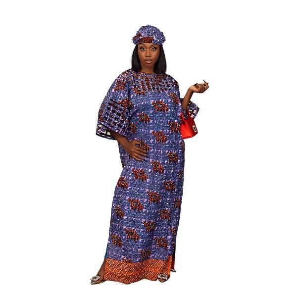 Ankara Gown Casual Womenswear Women Chic Feminine Print bbl black molly-mae