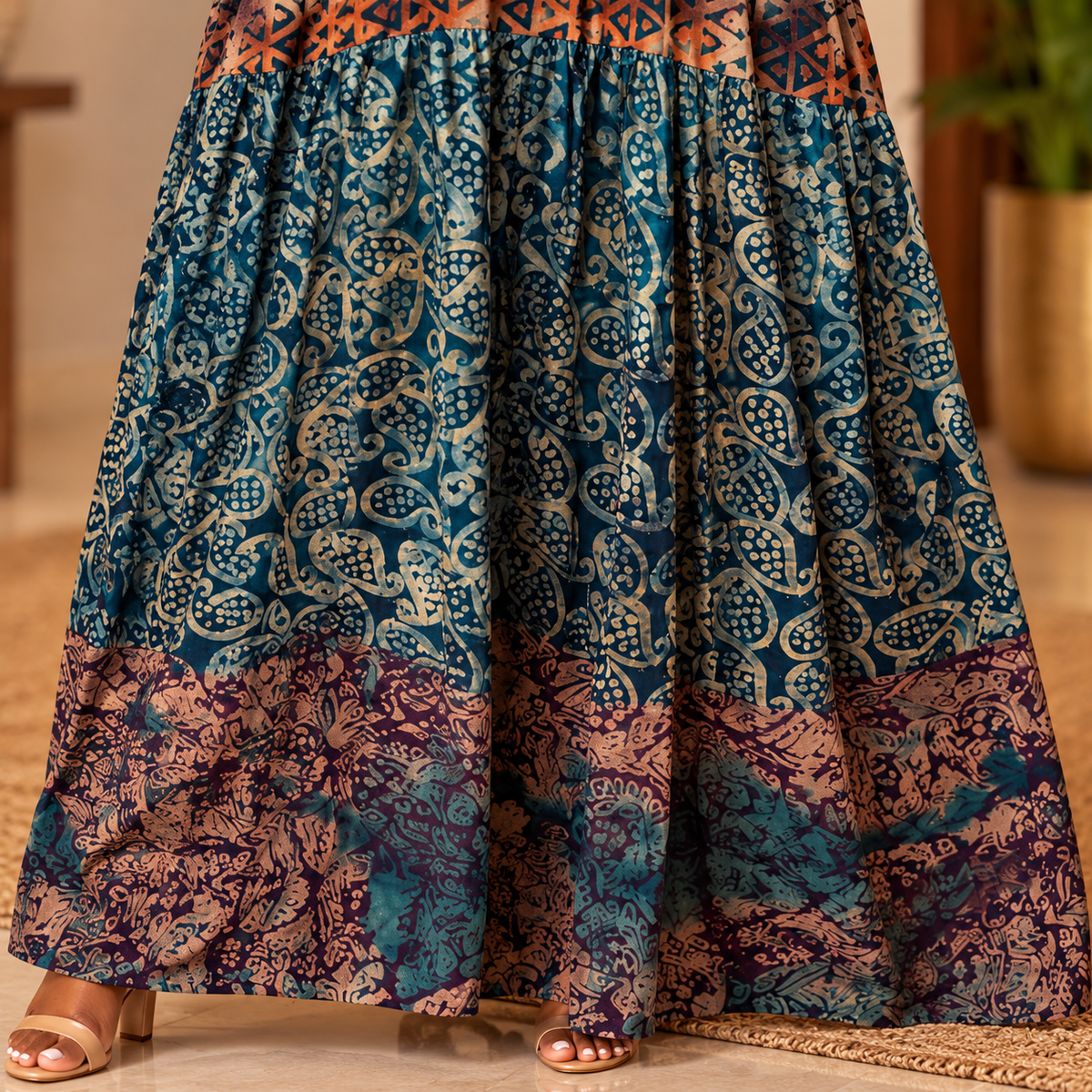 Afriswish Rare-Find Plus-Size Mixed-Print Maxi Dress