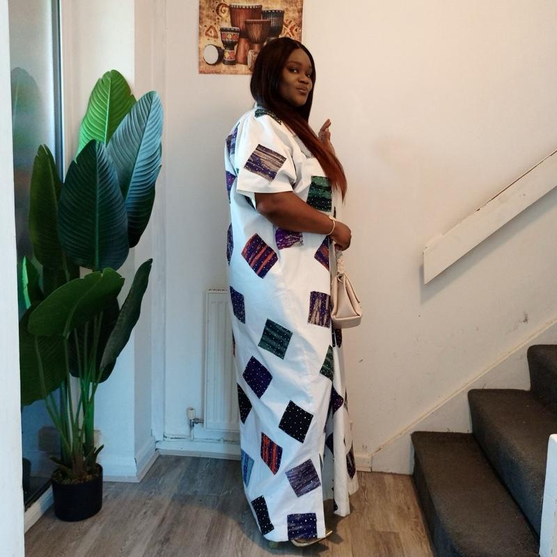 Afriswish Adeola Embellished Kaftan - Elegant African Dress for Church & Special Events - Fabric Traditional Womenswear Breat