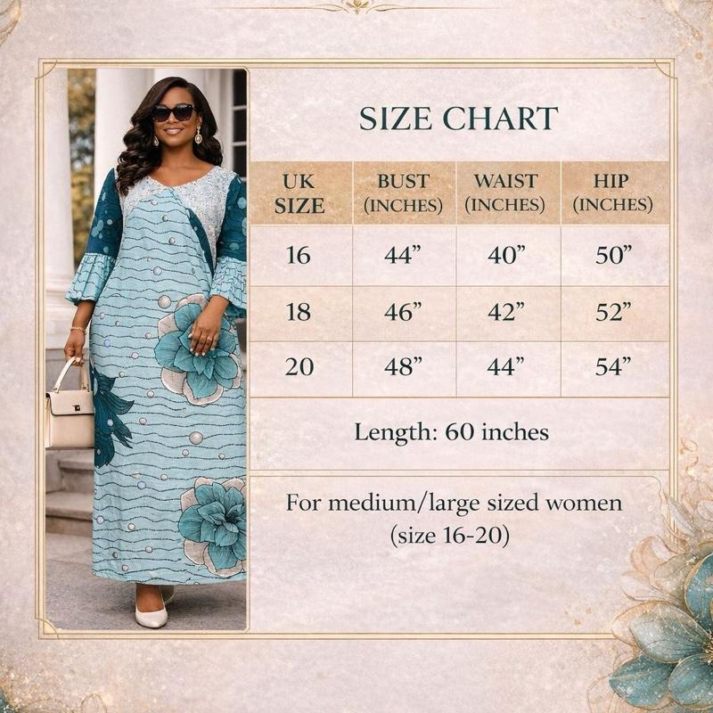 Teal Adire Luxe Kaftan Dress Plus Size 16–20 Elegant Free-Flowing Maxi with Intricate summer dress Casual Fabric