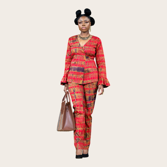 Bisola  Pantsuit - Elegant Adire Tie-Dye Pantsuit – Bold Style with Cultural Essence