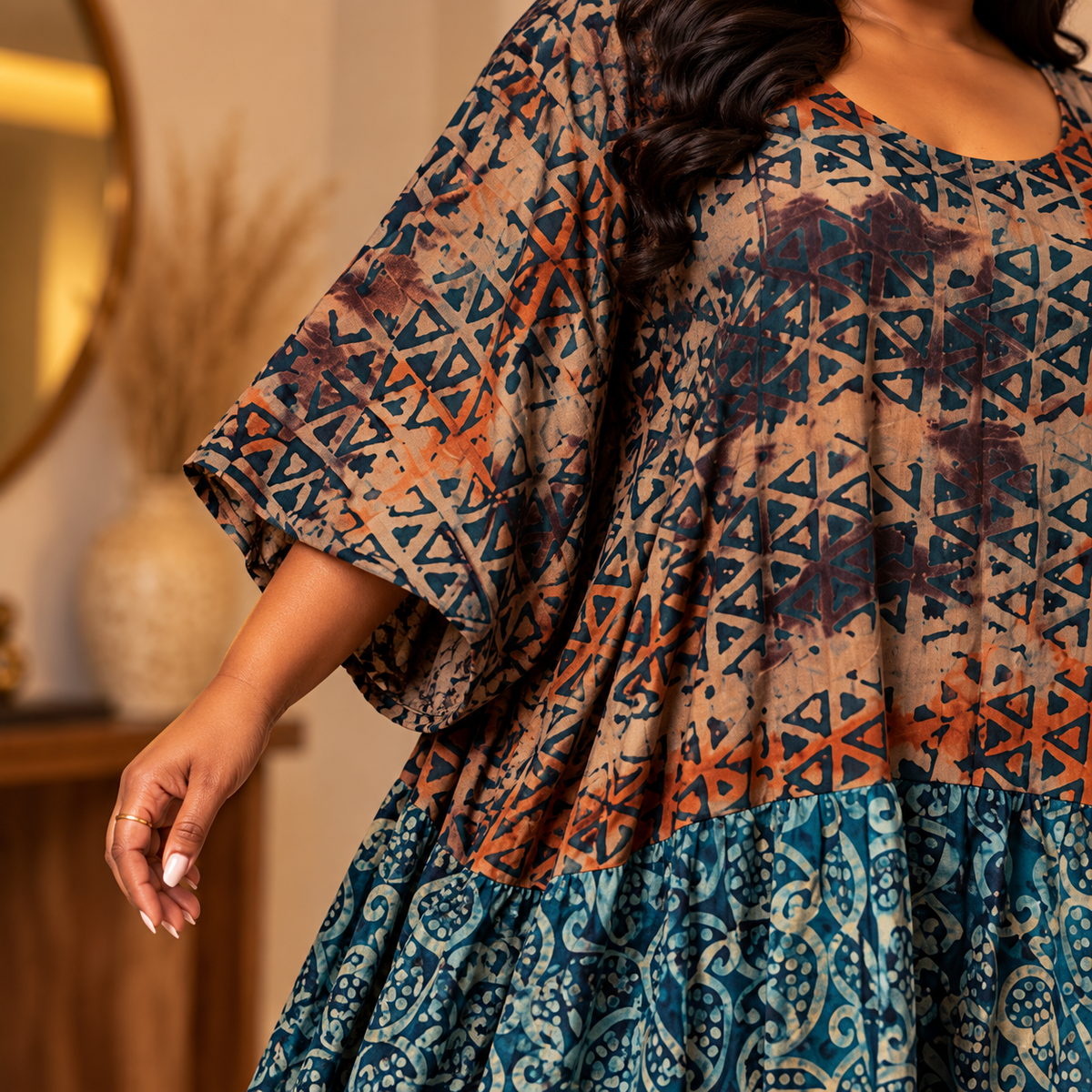 Afriswish Rare-Find Plus-Size Mixed-Print Maxi Dress