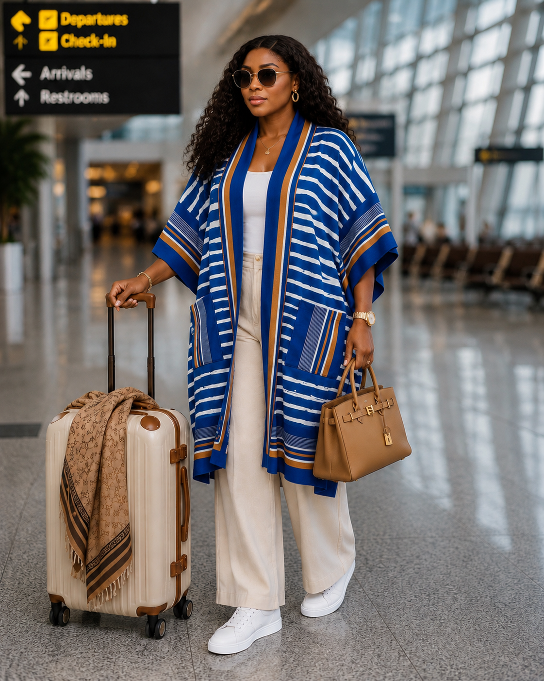 L Luxury African Adire Kimono for Women | Elegant Open Front Lightweight Cover Up UK
