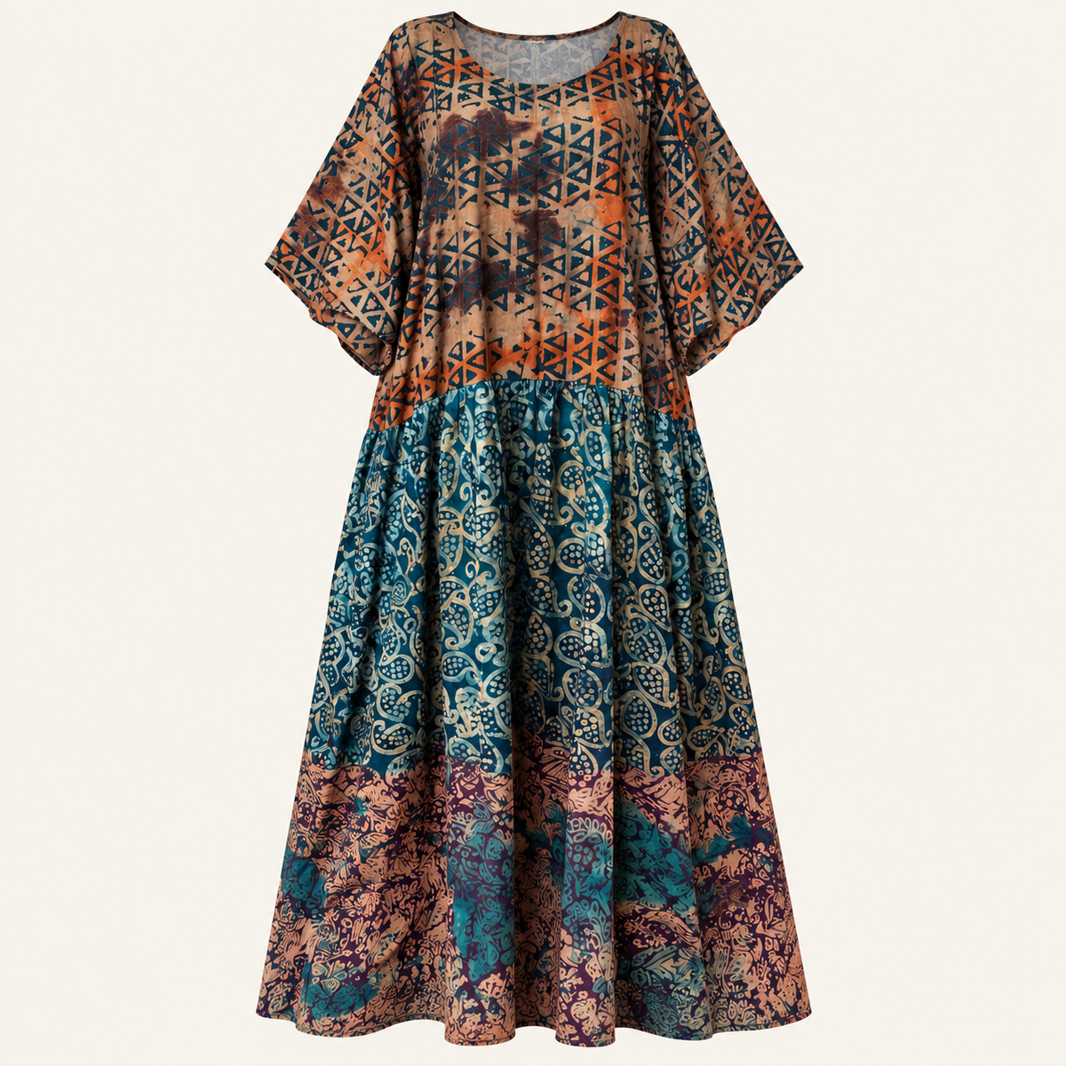 Afriswish Rare-Find Plus-Size Mixed-Print Maxi Dress