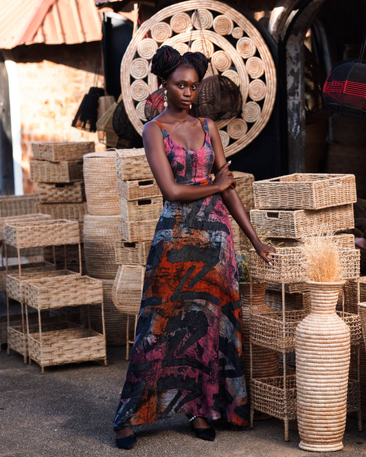 Anike Artisanal Adire Maxi Dress – A Fusion of Art and Elegance