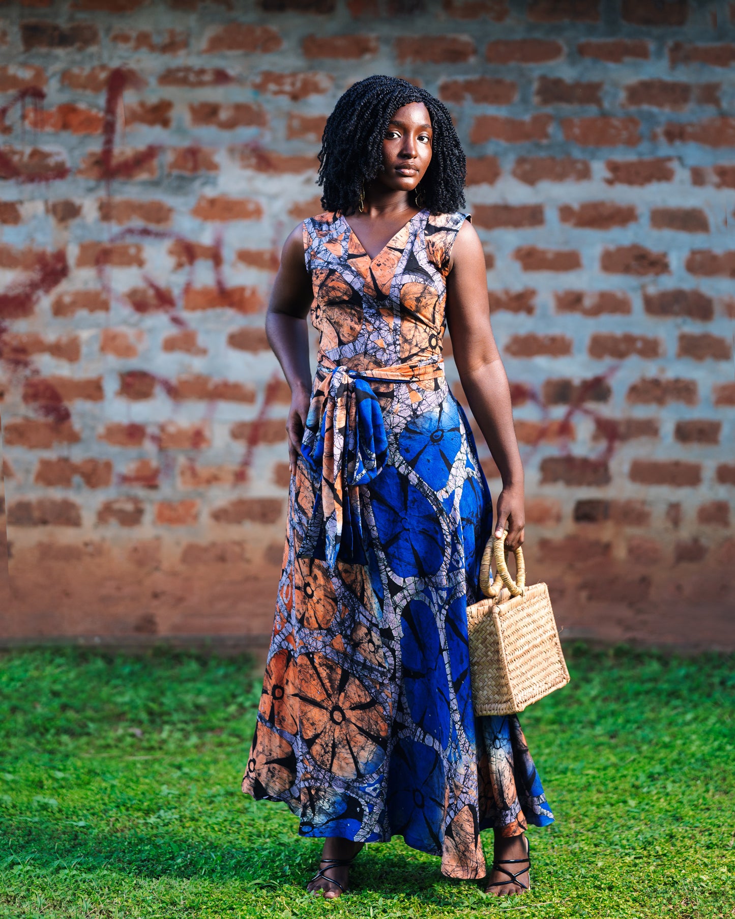 Aderonke Elegant Adire tie and dye Wrap Dress – Embrace Timeless Tradition