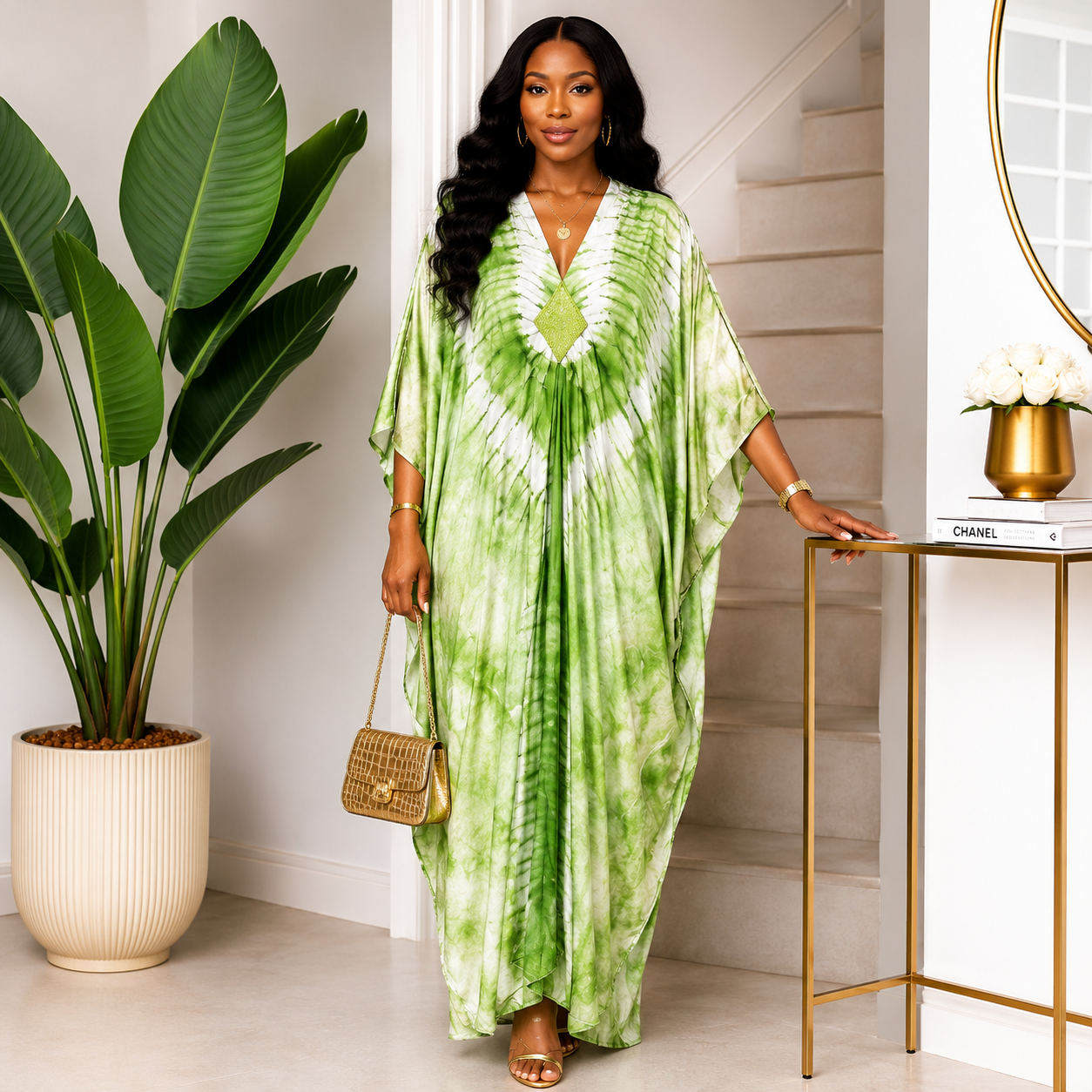 EWA by Afriswish Luxury Tie-Dye Bubu Kaftan Dress – One Size UK 10–16