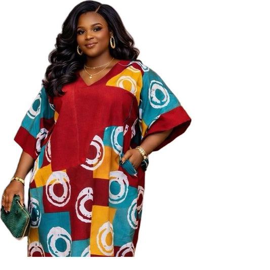 Plus Size African Ankara Kaftan Maxi Dress  Loose Fit Dashiki Bubu for Women