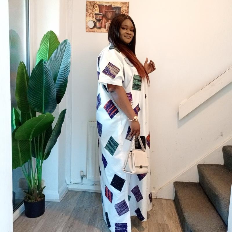 Afriswish Adeola Embellished Kaftan - Elegant African Dress for Church & Special Events - Fabric Traditional Womenswear Breat