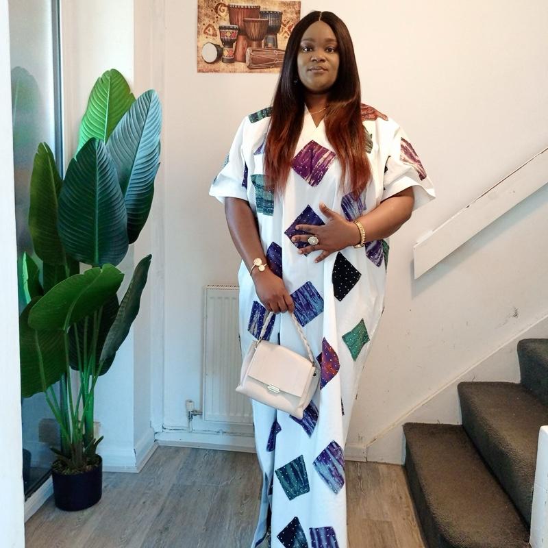 Afriswish Adeola Embellished Kaftan - Elegant African Dress for Church & Special Events - Fabric Traditional Womenswear Breat