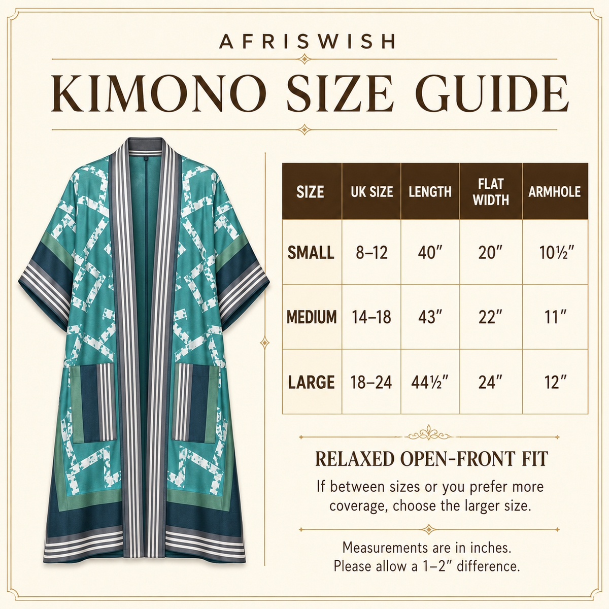 L Luxury African Adire Kimono for Women | Elegant Open Front Lightweight Cover Up UK